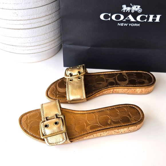 ✨️ Stunning Gold One-Strap Slide Sandal -Size 5 ✨️ - Picture 4 of 5